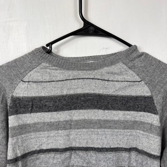 Calvin Klein Italian Yarn Heather Gray Striped Sweater |Merino Wool Blend | Sz M - Picture 4 of 9